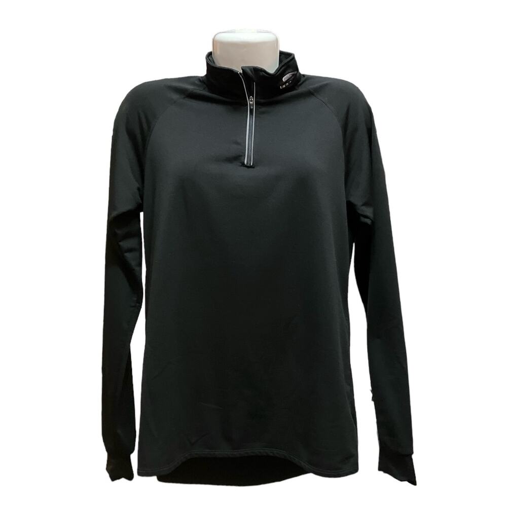 Brooks Women's Black 1/4 Zip Pullover Activewear Long Sleeve Sweatshirt | Size L